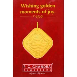 P.C. Chandra Jewellers 22k (916) 1gm Yellow Gold Sunrise Coin Pendant-image-87