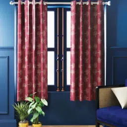Bianca ANTELLIA GLITTER Maroon Polyester 5 Ft. Window Curtain - Set of 2-13