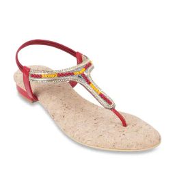 Mochi Women's Maroon Sling Back Sandals-image-71