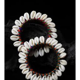 Panash White & Yellow Silk Thread Shell Handcrafted Bangles Set of 2-33
