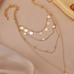 Peora Gold Plating Moon Star Teens Trendy Multilayer Western Necklace-image-42