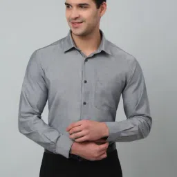 Cantabil Black Regular Fit Self Pattern Shirt-picture-3