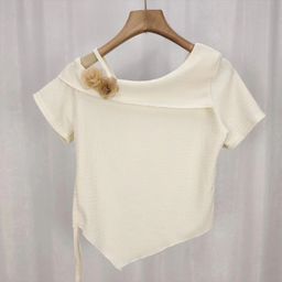 Cream Boat Neck Short Sleeve Top-image-12