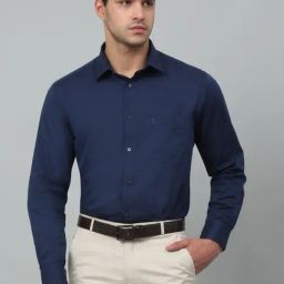 Cantabil Blue Cotton Regular Fit Shirt-image-35