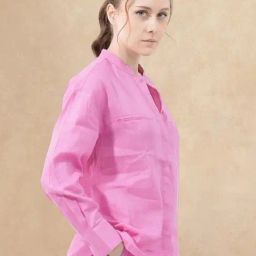 RAREISM Pink Cotton Blend Solid Long Sleeves Shirt-image-57