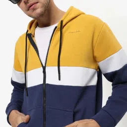 Campus Sutra Multi Cotton Regular Fit Colour-Block Hooded Sweatshirt image 1