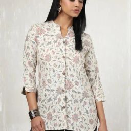 Soch Beige Linen Floral Print Tunic-image-80