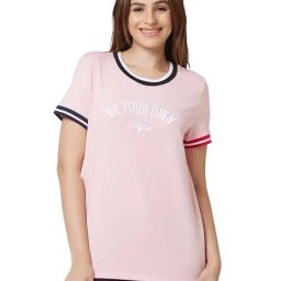 Spykar Pink Graphic Print T-Shirt-image-21