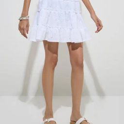 Bombay Paisley by Westside White Embroidered High-Rise Cotton Skirt-picture-13