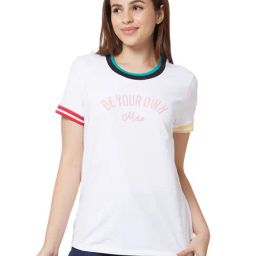 Spykar White Graphic Print T-Shirt-34