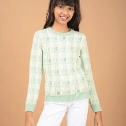 Crimsoune Club Green Blended Regular Fit Embellished Sweater-image-61