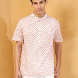 Fabindia Fashion White-Orange Relaxed Fit Printed Shirt-picture-20