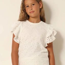VERO MODA GIRL White Cotton Embroidered Top-picture-0