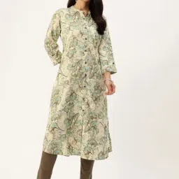 Amukti Off White Rayon Printed Three-Quarter Sleeves Kurta-image-49