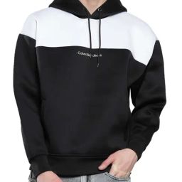 Calvin Klein Black & White Relaxed Fit Colour Block Hooded Sweatshirt-picture-32