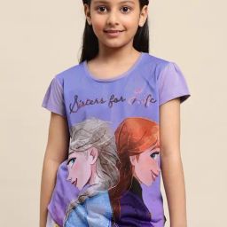 Kidsville Purple Cotton Printed Frozen T-Shirt-image-66