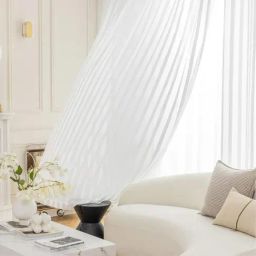 Urban Space Textured Transparent Polyester 5 ft Window Sheer Curtains - Set of 2-32
