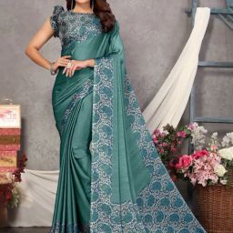 MIRCHI FASHION Blue Printed Saree With Unstitched Blouse-picture-43