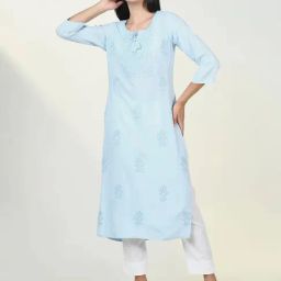 Showoff Blue Regular Fit Kurta-image-4