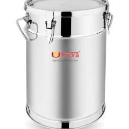 Rudra Silver Stainless Steel Air Tight Container Drum Box with Handle (40 L)-27