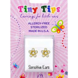 STUDEX Kids Stainless Steel 24K Pure Gold Plated Crystals Studded Floral Shaped Studs-91