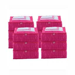 Aura Pink & White 12 Pieces Printed Satin Reusable Drawer Organisers-42