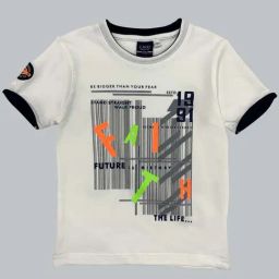 Cavio Kids White Printed T-Shirt-image-81