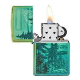 Zippo Teal Blue Teal Mountain Design Brass Pocket Lighter-image-16