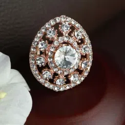 Aatmana Rose Gold-Plated AD Studded Handcrafted Adjustable Finger Ring for Women-47