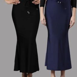 TWIN BIRDS Black & Navy Plain Saree Shapewear - Pack Of 2-image-74