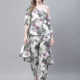 TAG 7 White Printed Top & Pant With Shrug Set-picture-22
