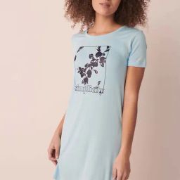 La Vie En Rose Blue Floral Print Sleep Tee-image-90