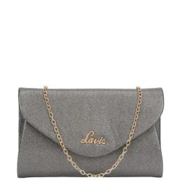 Lavie Charmy Grey Solid Envelope Clutch-39