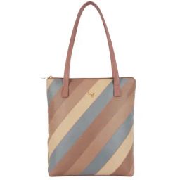 Baggit Nude Mauve PVC Color Block Tote Handbag-image-8