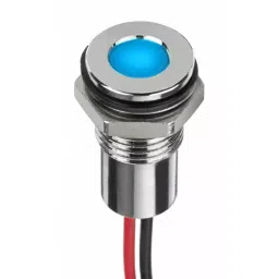RS PRO Blue Panel Mount Indicator 12V DC, Mounting Hole Size 8 mm, Termination Type Lead Wires, IP Rating IP67, Model No 1329121-34