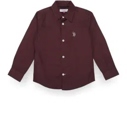U.S. Polo Assn. Kids Maroon Self Design Full Sleeves Shirt-image-43