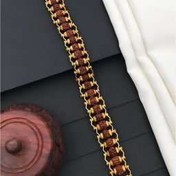 VS Unique Collection Men Brass Gold-Plated Cuff Bracelet-image-9