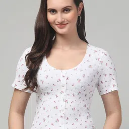 clobug Floral Print Net Crop Top image 2