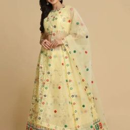 Atsevam Yellow Embroidered Semi-Stitched Lehenga Choli Set With Dupatta-picture-31