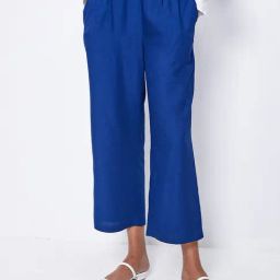 ANCESTRY Blue Regular Fit High Rise Pants-image-8