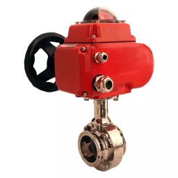 STOLZEL 3.94 inch, 100 mm, CF8M On-Off Type Electrical Actuated Pharma Butterfly Valve TC End-14