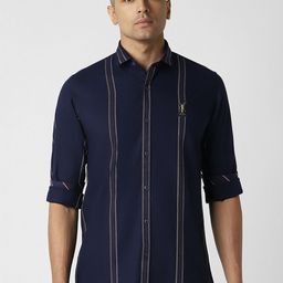 Peter England Casuals Men Spread Collar Striped Cotton Slim Fit Casual Shirt-image-70