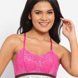N-Gal Pink & Black Floral Bralette Bra-image-62