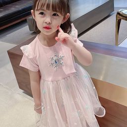 YK Kids-Girls Embellished Flared Sleeve Fit & Flare Knee Length Dress-image-51