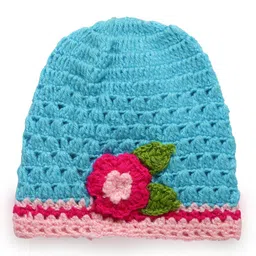 MayRa Knits Floral Detailed Hand Knitted Cap - Blue-picture-10