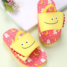 Babyoye Flip Flops with Back Strap Closure Moon & Star Print - Pink & Yellow-image-6