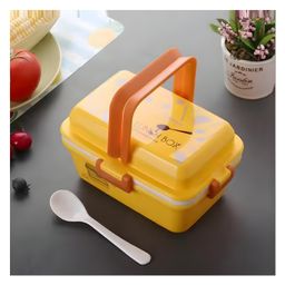 SCHOOLISH  2-layer bento box Plastic silicone sealing ring lunch box Portable split double layer lunch box - PACK OF 1-picture-12