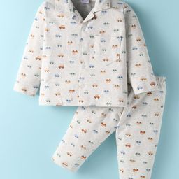 Ben Benny Interlock Knit Full Sleeves Night Suit With Car Print - Off White-image-75