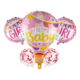 Decor Mantra welcome baby girl printed perachute foil balloon for baby shower & new born baby party decoration - Pink - Pack of 5-14