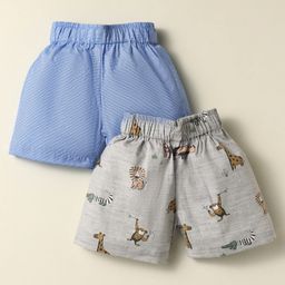 Rikidoos Pack Of 2 Checked Boxers - Melange Grey & Blue-image-44